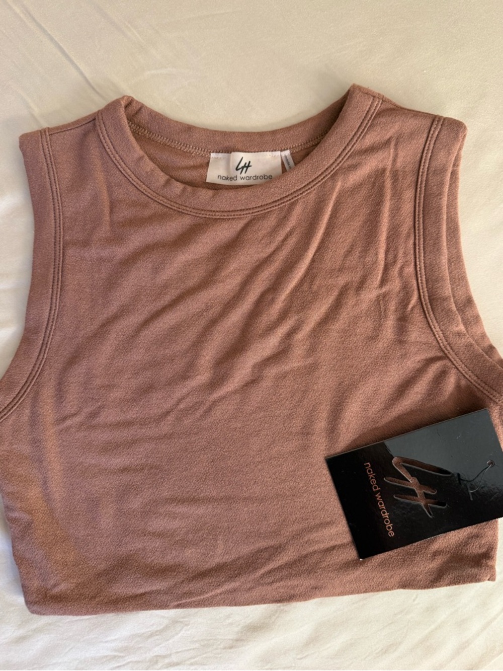 Naked Wardrobe x Lori Harvey light brown Crop Top